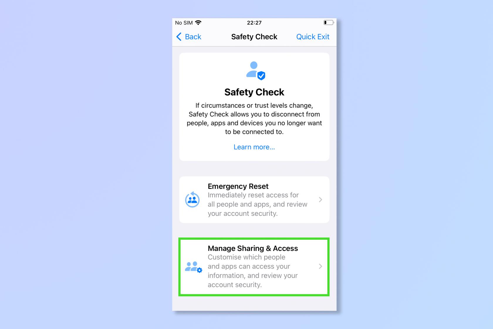 安全性チェックを使用して、有害なアプリ (および人々) を iPhone から即座に消去します
