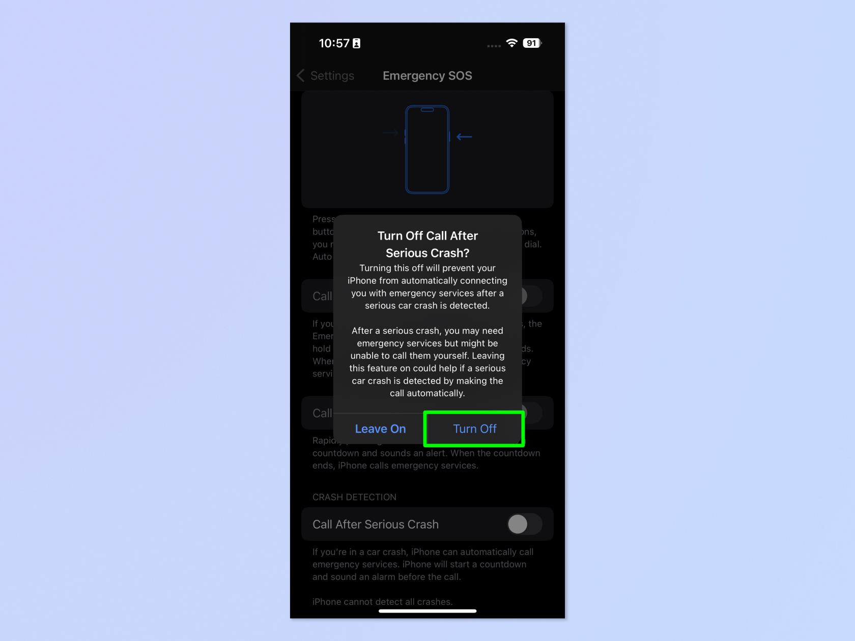 iPhone でクラッシュ検出を有効または無効にする方法