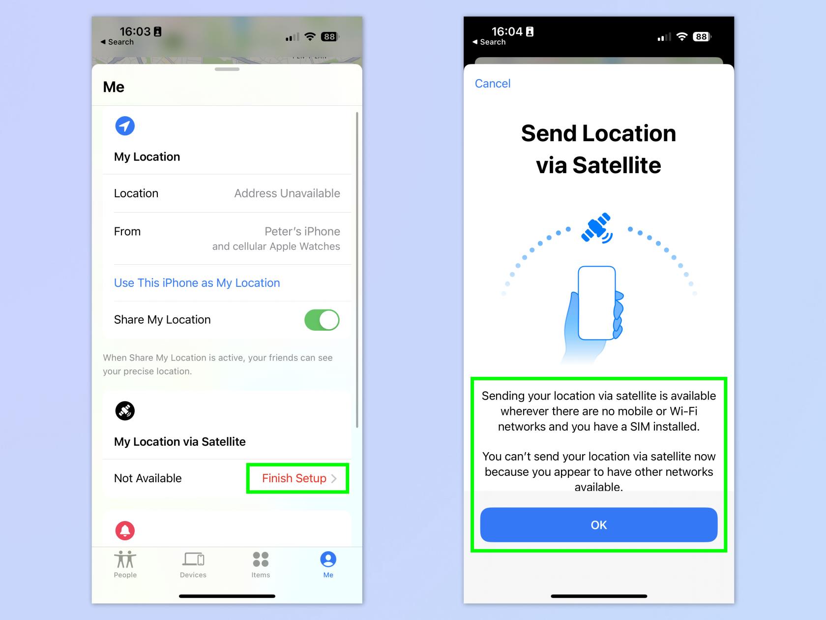 iPhoneで衛星経由で位置情報を共有する方法