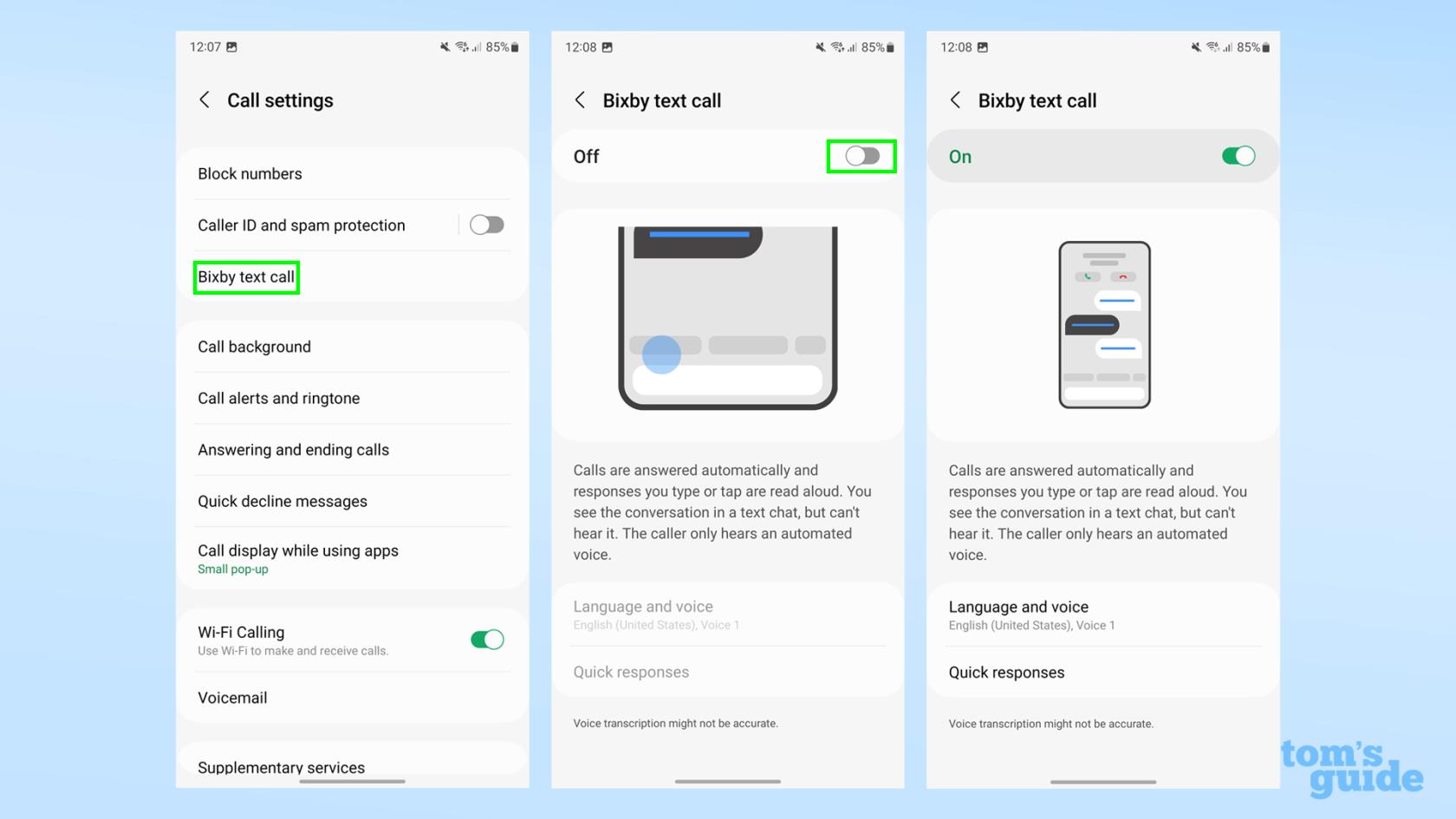 Samsung Galaxy S23 で Bixby テキスト通話を使用する方法
