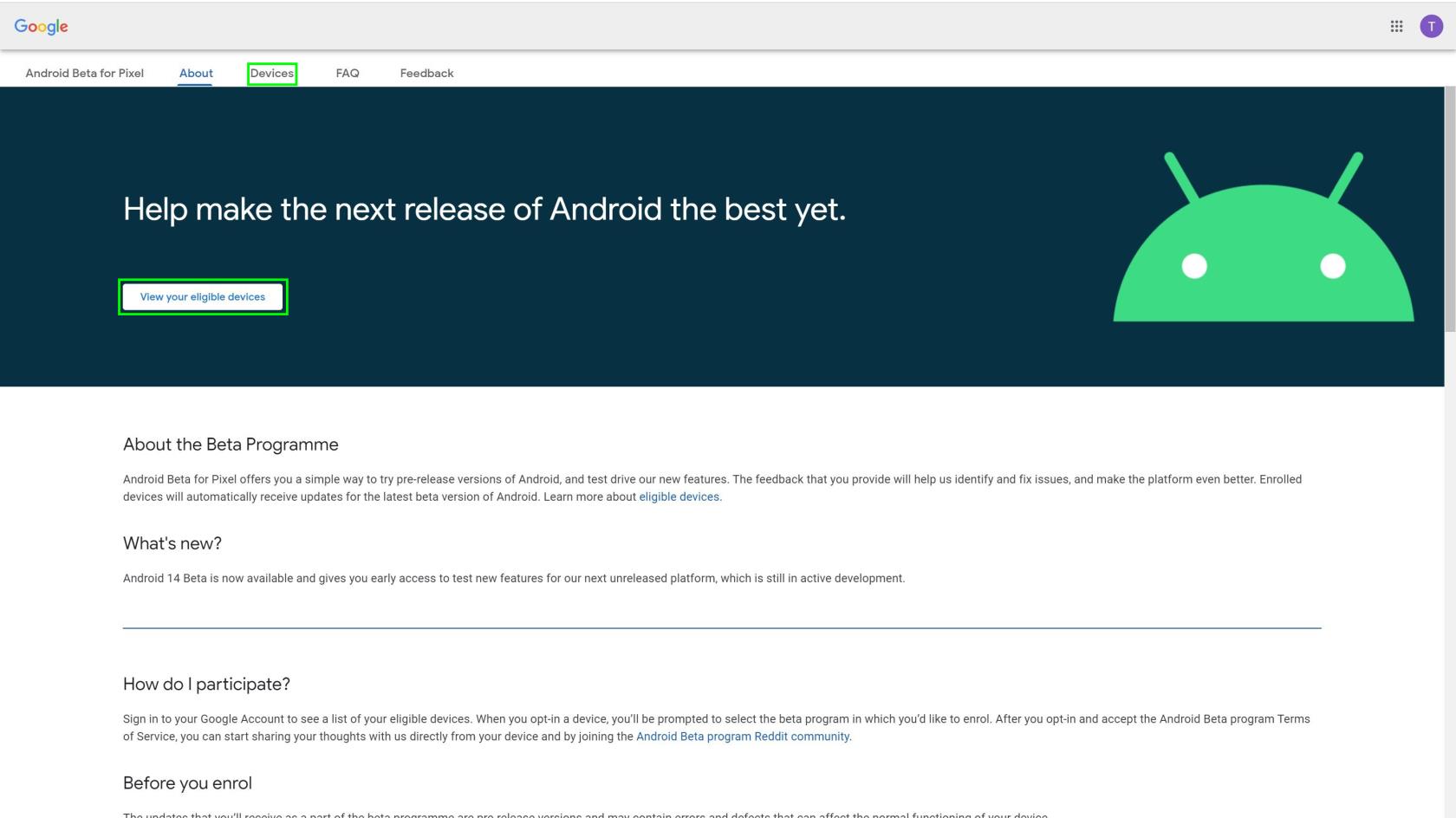Android 14 ベータ版のダウンロード方法