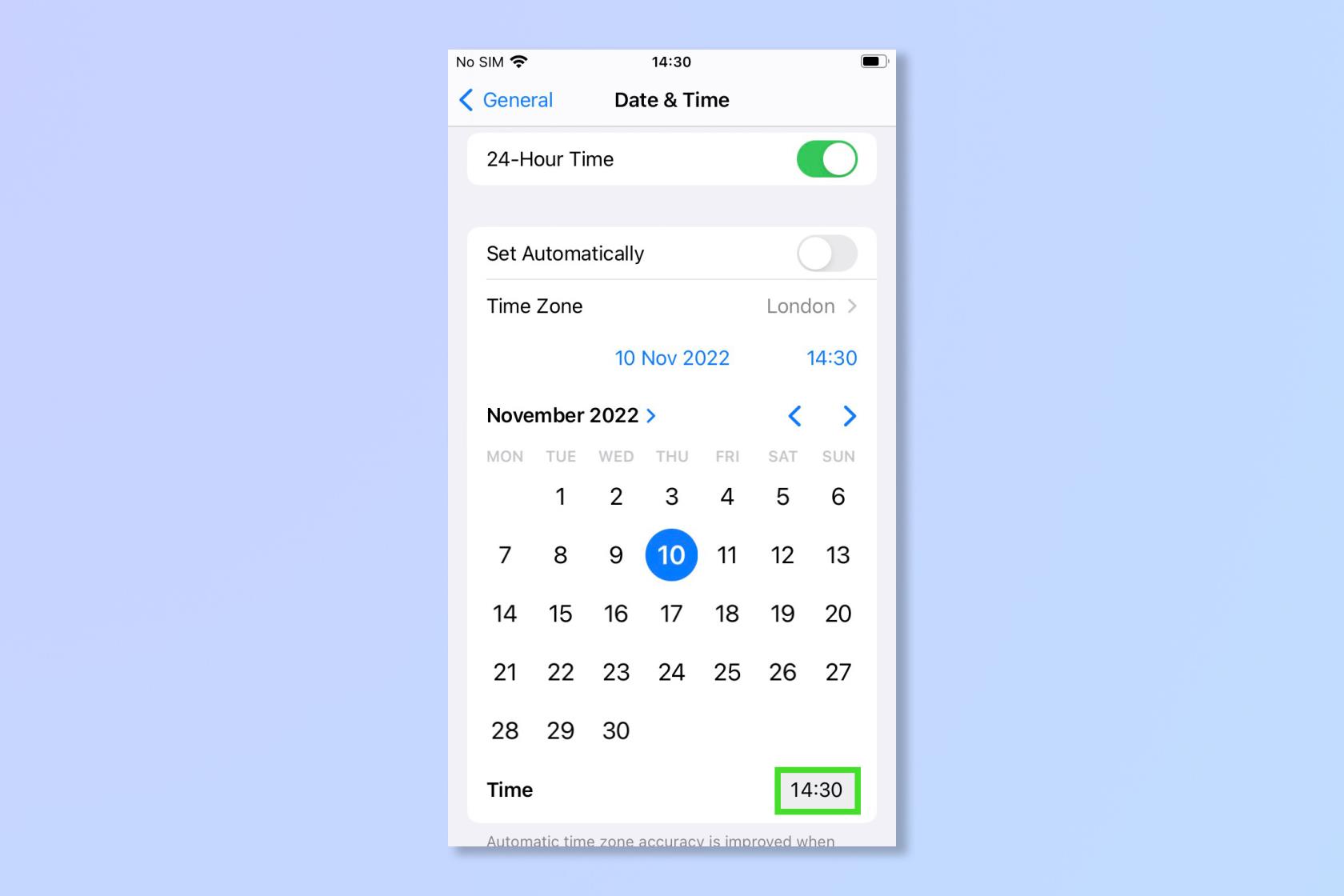 iPhoneの時刻を変更する方法