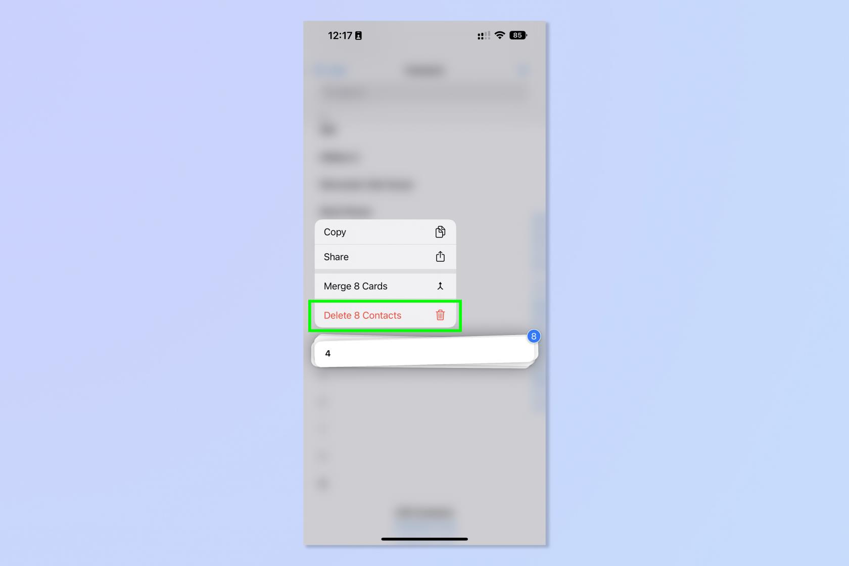 iPhoneで複数の連絡先を削除する方法