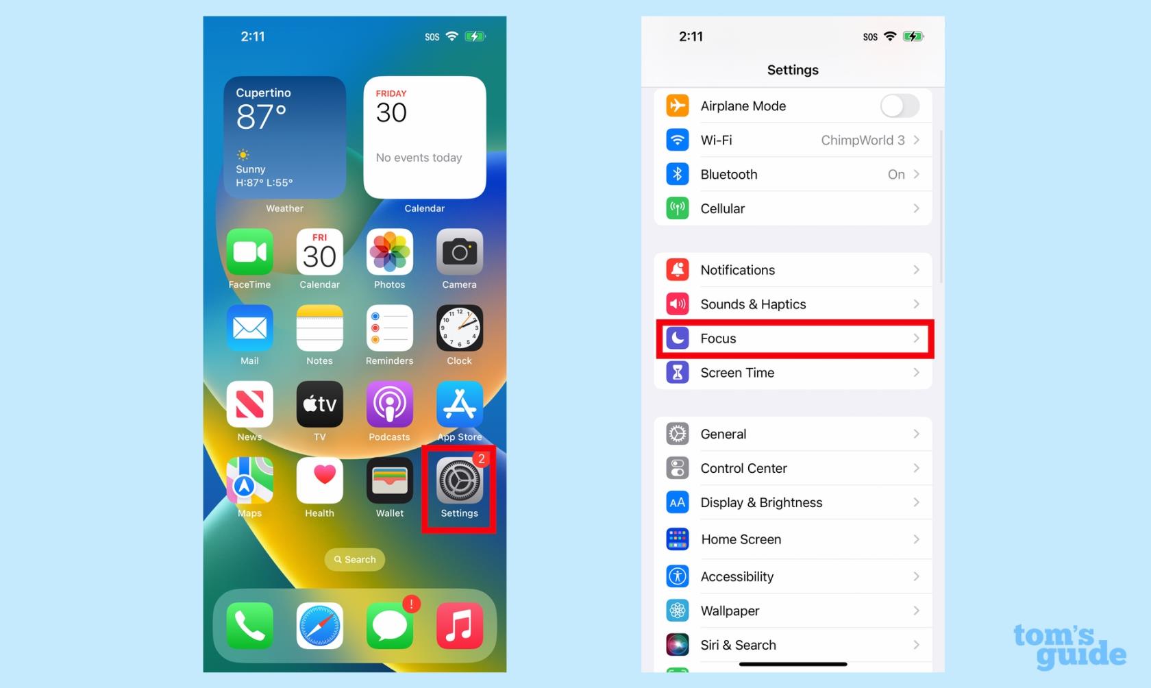 iOS 16 で iPhone にフォーカス モードを設定する方法
