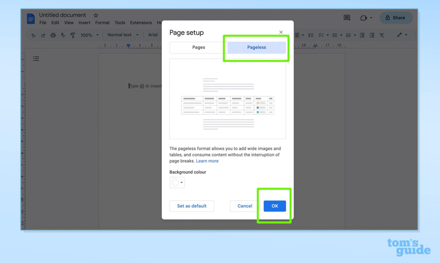 Googleドキュメントでページレスビューを使用する方法