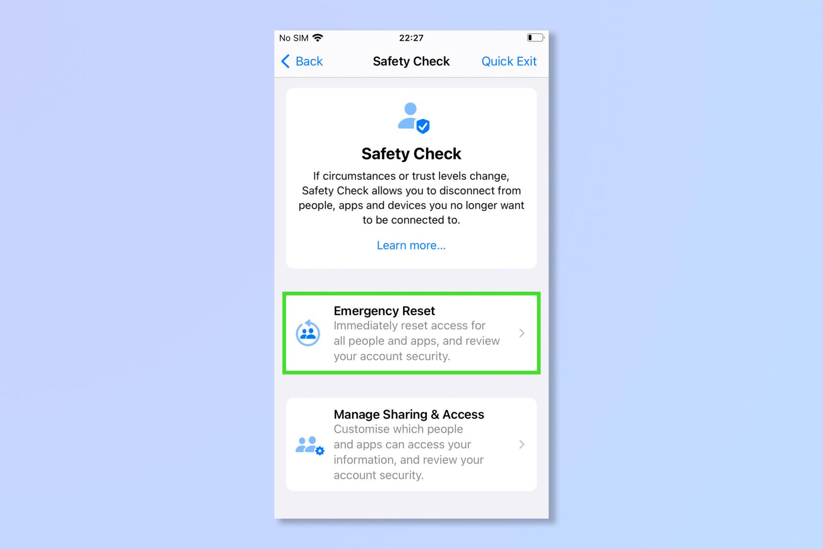安全性チェックを使用して、有害なアプリ (および人々) を iPhone から即座に消去します