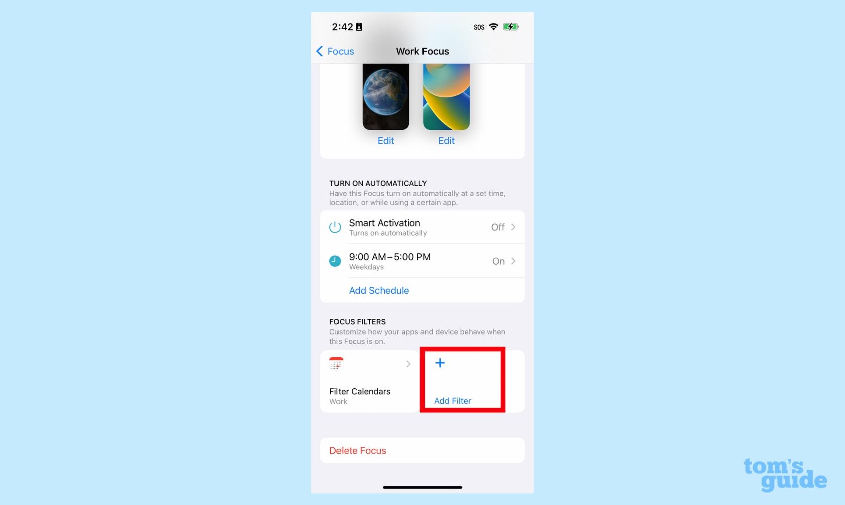 iOS 16 で iPhone にフォーカス モードを設定する方法