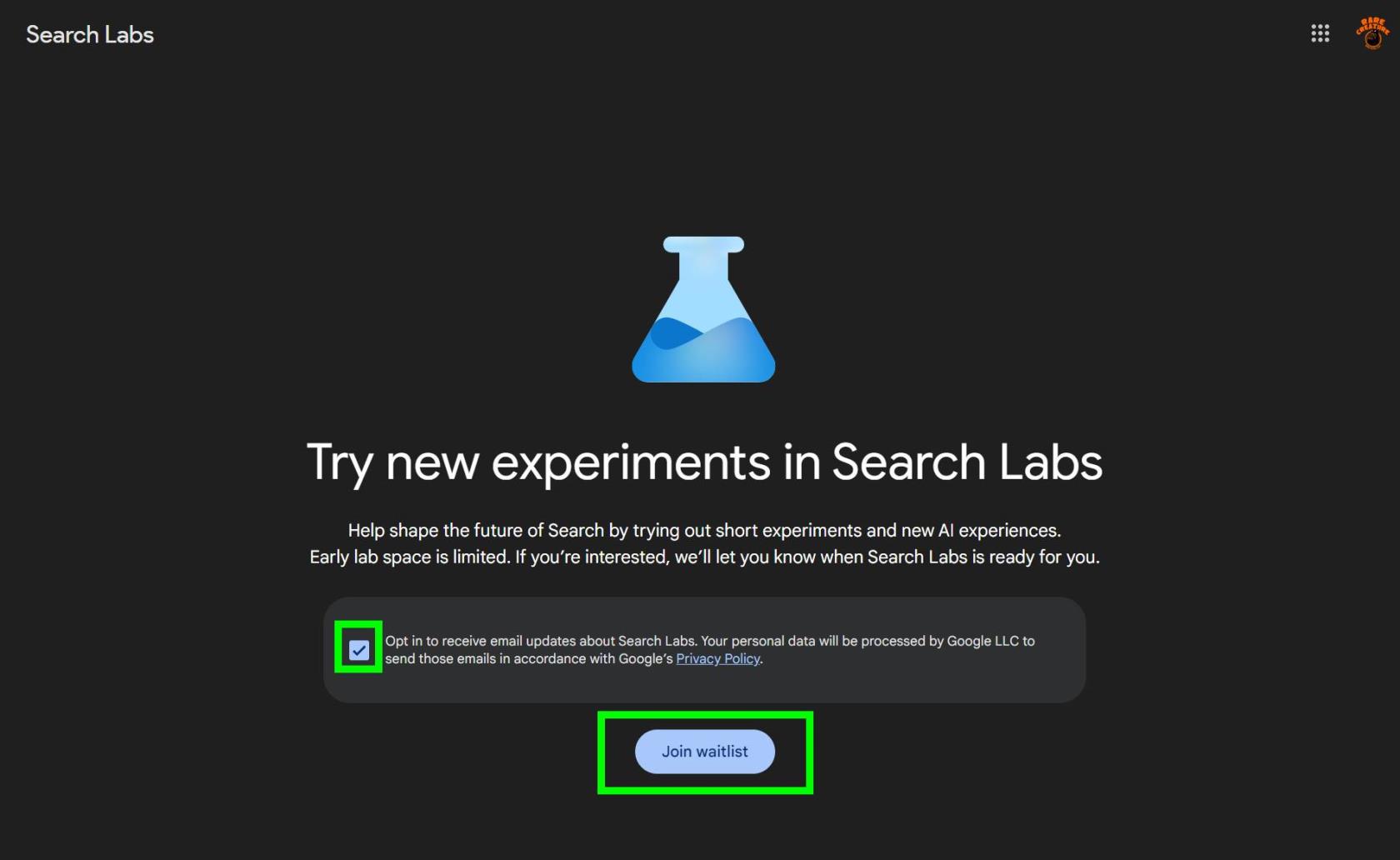 Google Search Labs にサインアップして AI の未来を試す方法