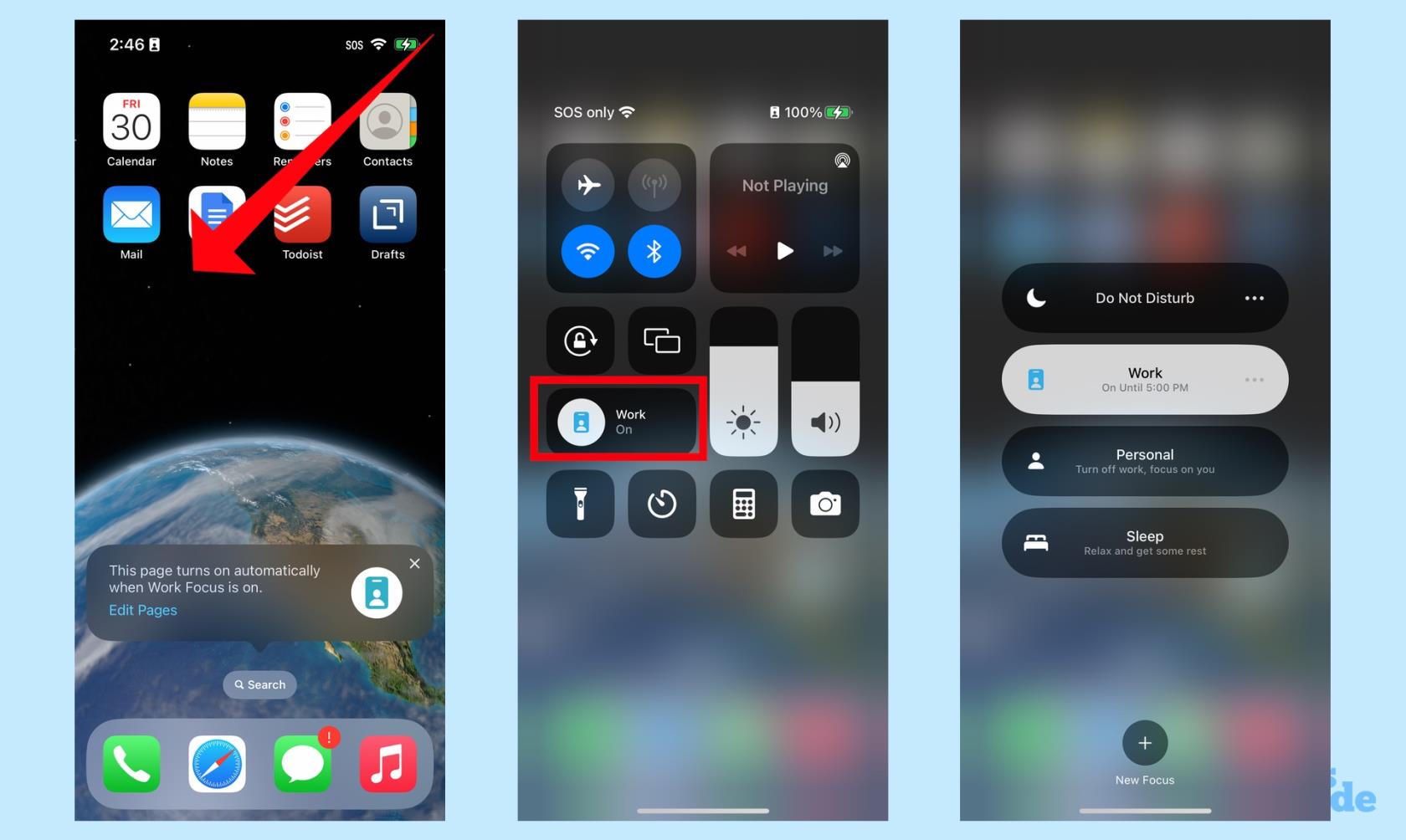 iOS 16 で iPhone にフォーカス モードを設定する方法