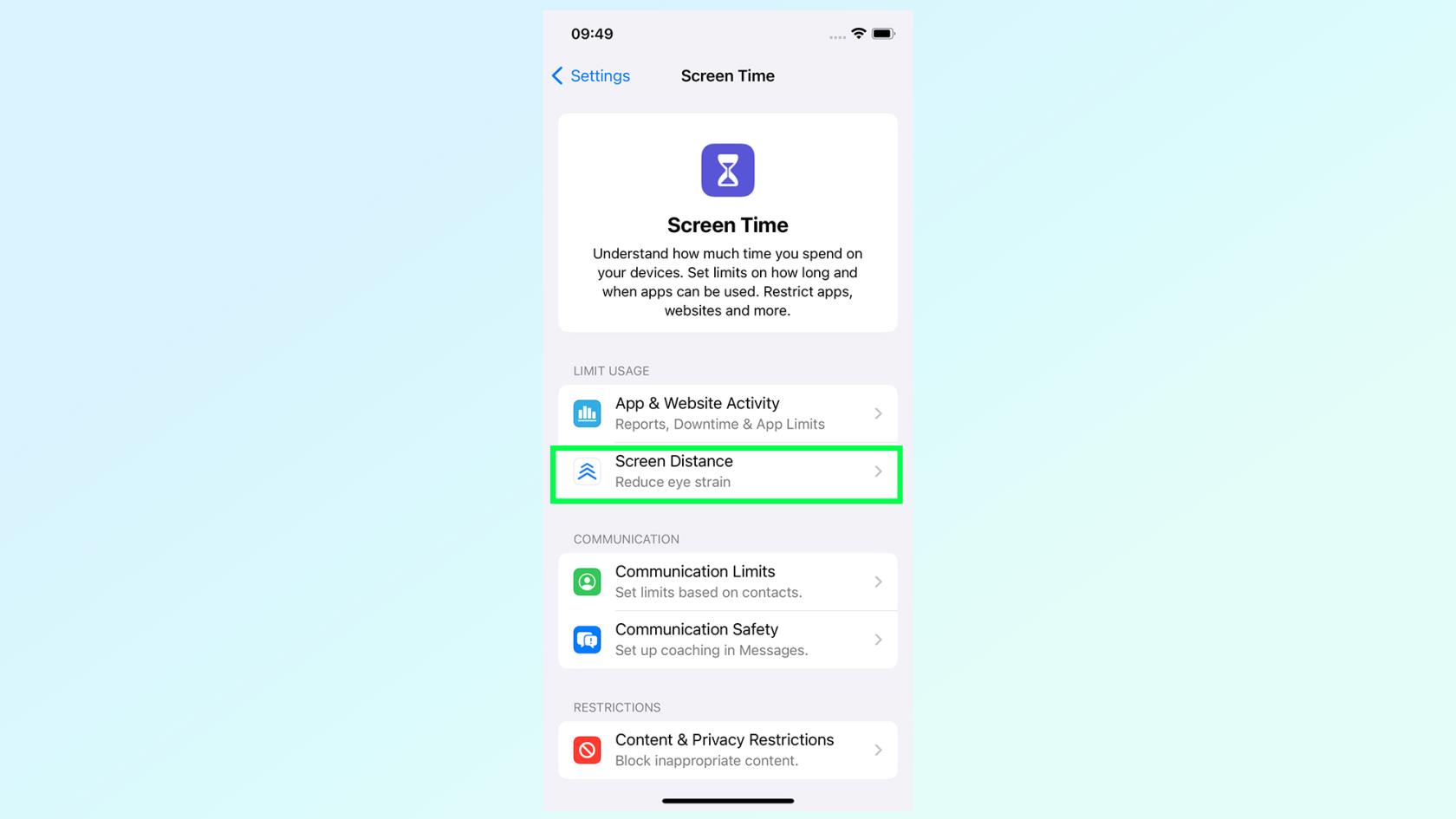 iOS 17で画面距離を設定する方法