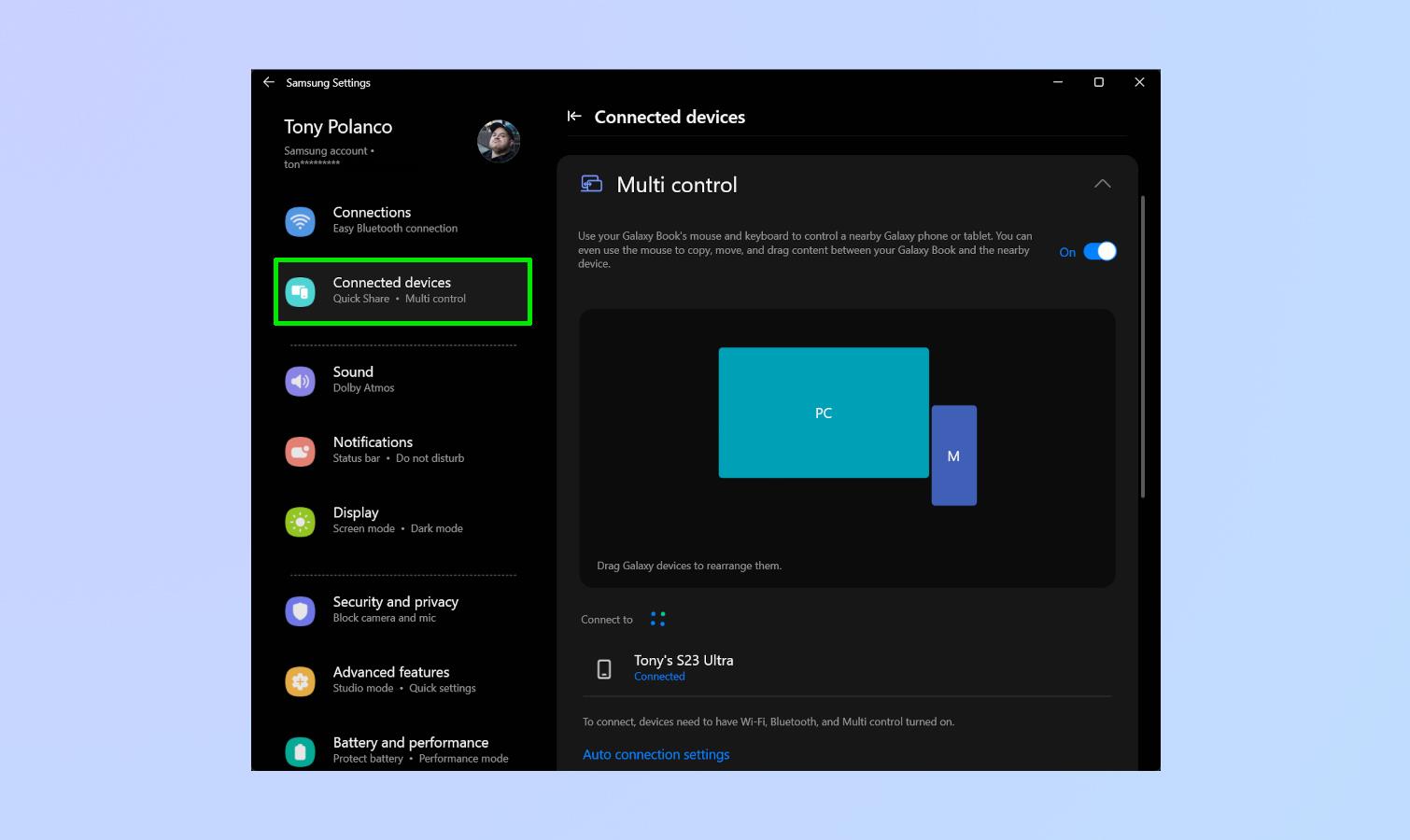 Samsung マルチコントロールの使用方法