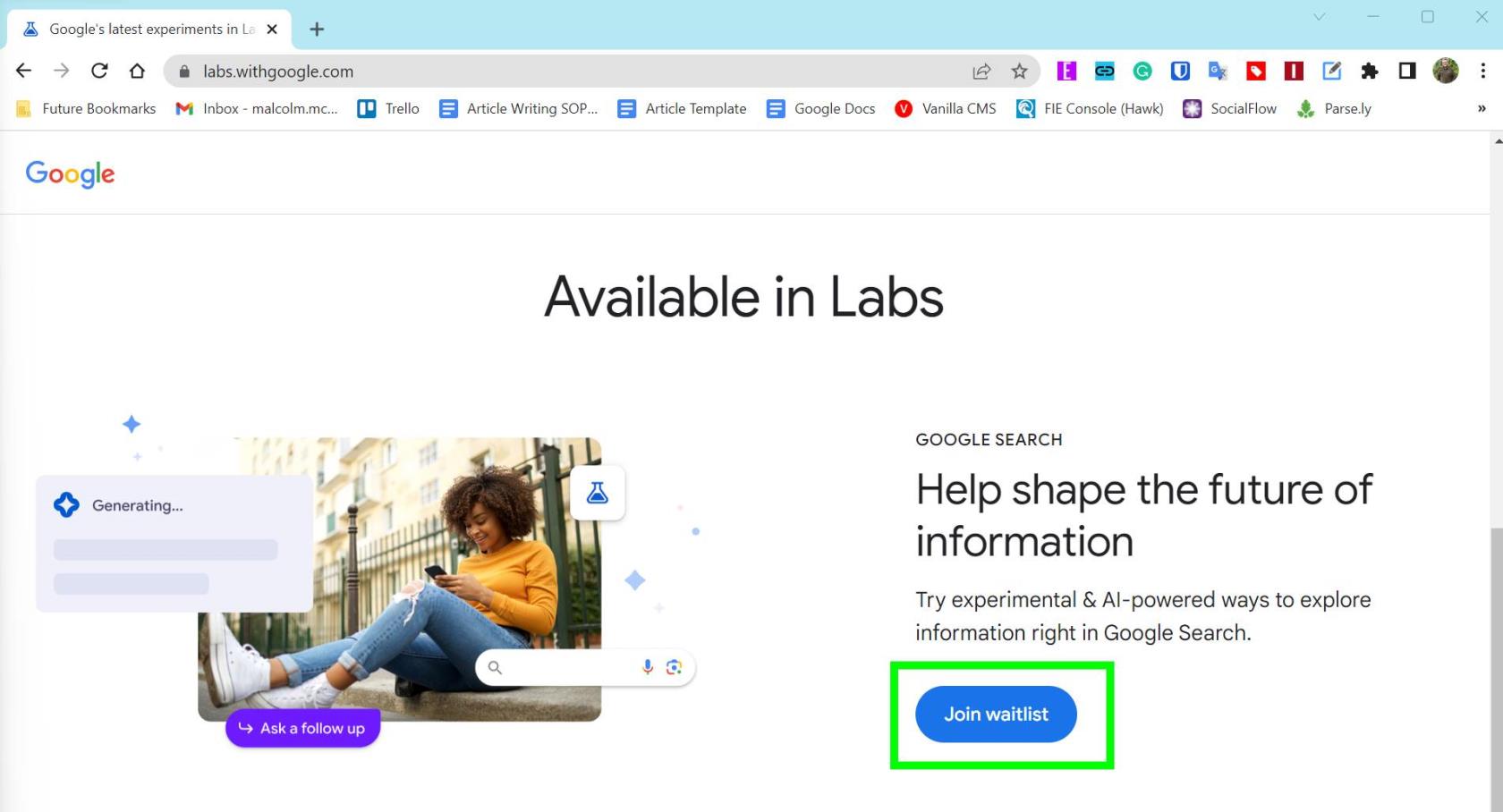 Google Search Labs にサインアップして AI の未来を試す方法