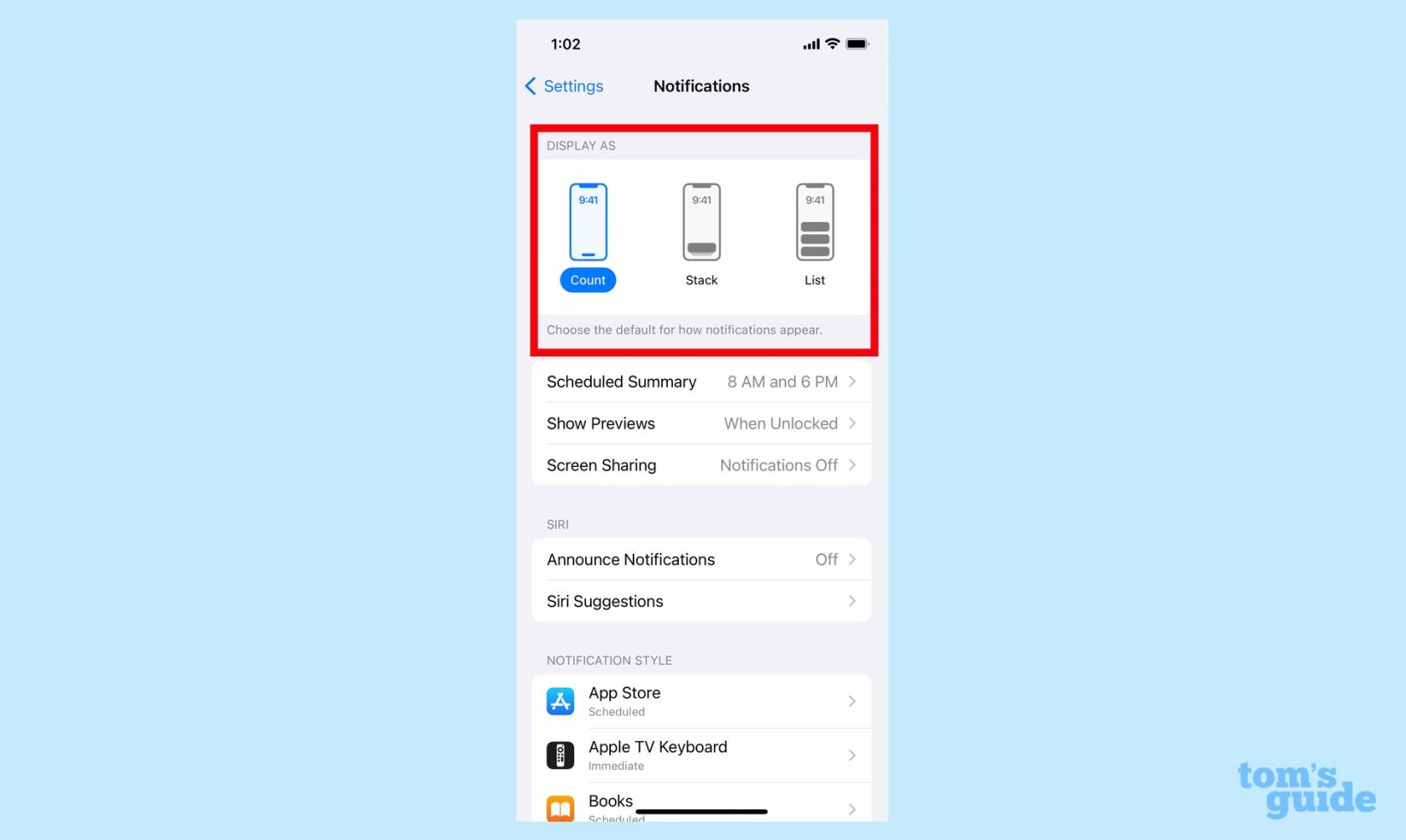 iOS 16でiPhoneの通知の表示方法を変更する方法