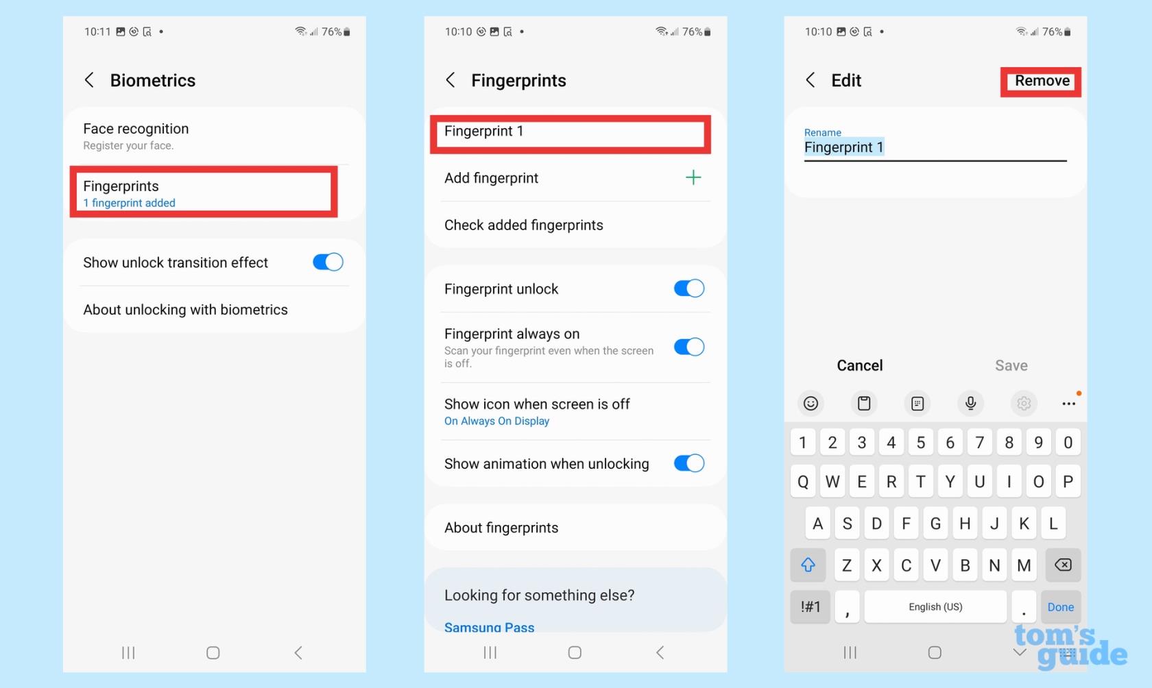 Galaxy S23に指紋センサーを設定する方法