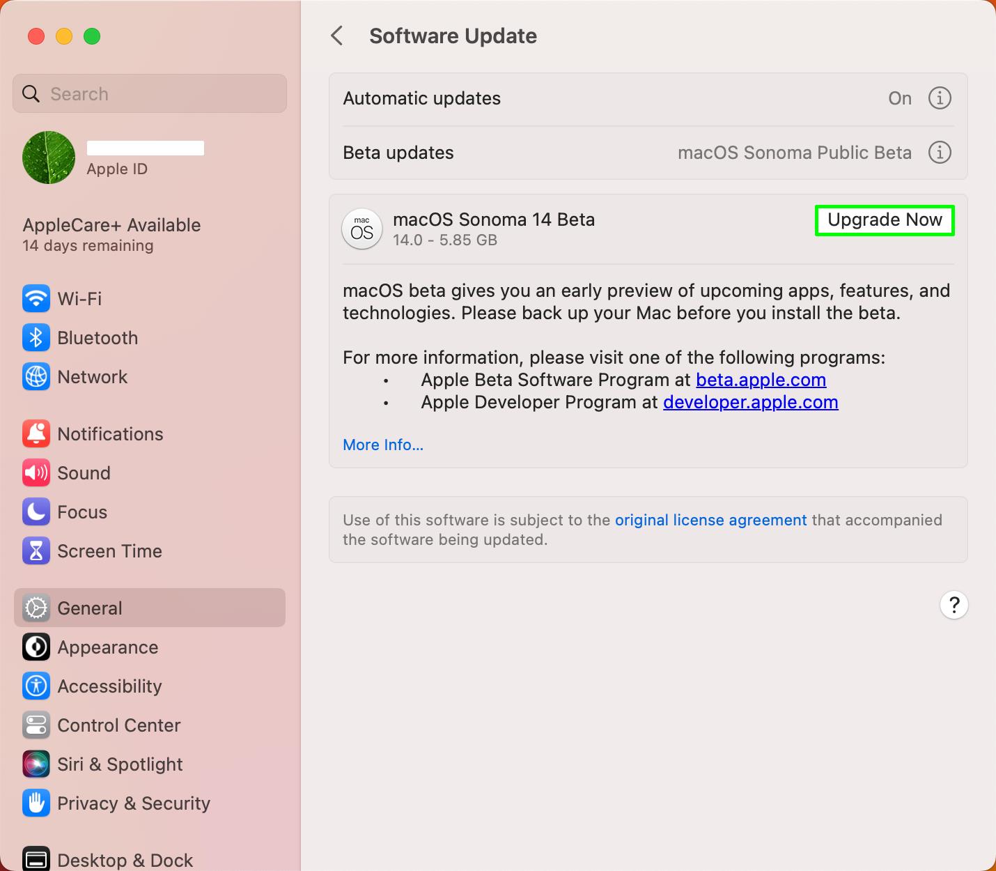 macOS Sonoma パブリック ベータ版をダウンロードする方法