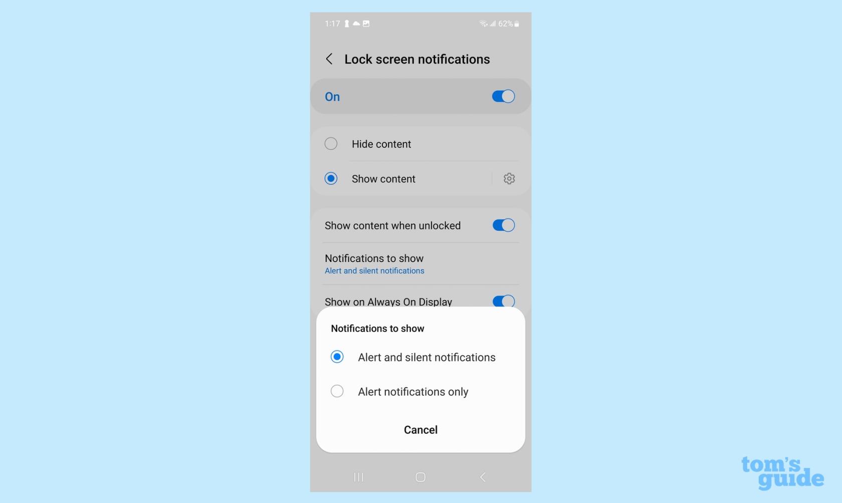 Galaxy S23 でロック画面の通知を管理する方法