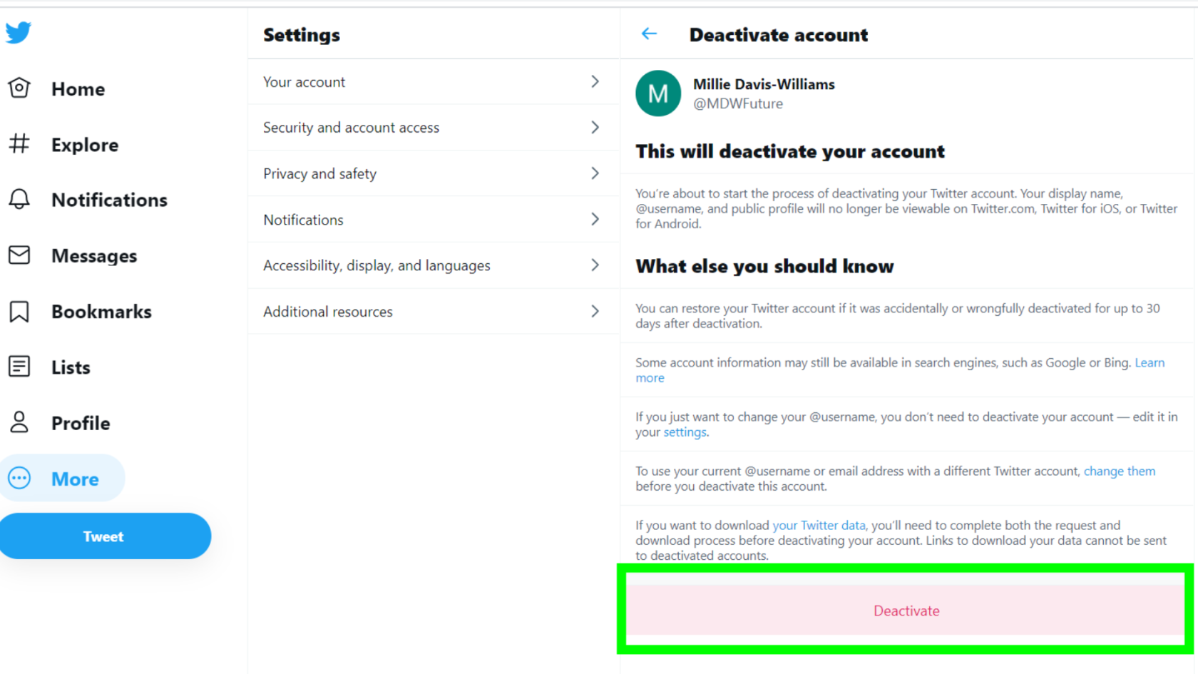 Twitterアカウントを削除する方法