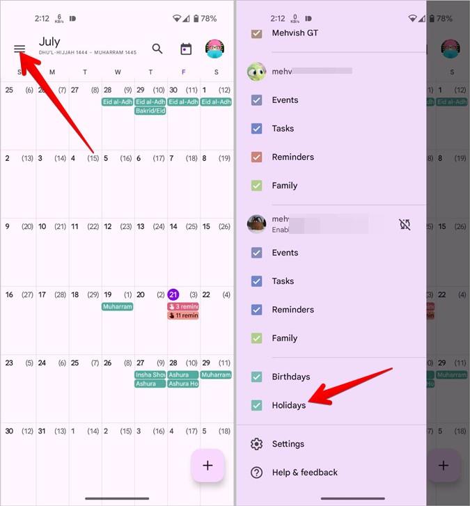 Google および Samsung カレンダーに祝日を追加/削除する方法