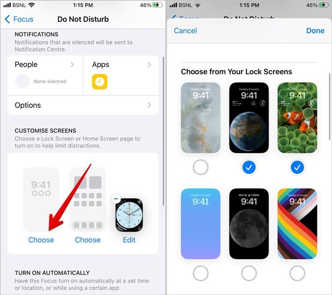 iPhone（iOS 16）のロック画面でフォーカスモードを使用する方法