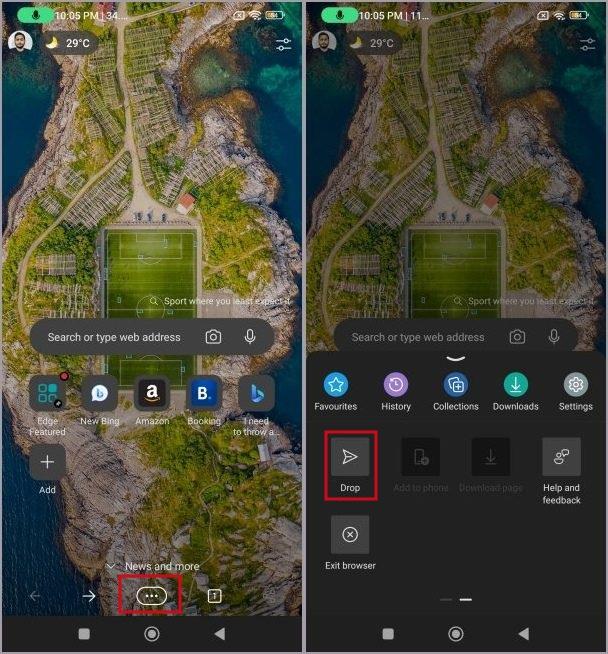 Edge ブラウザのドロップ機能を使用してファイルを共有する方法