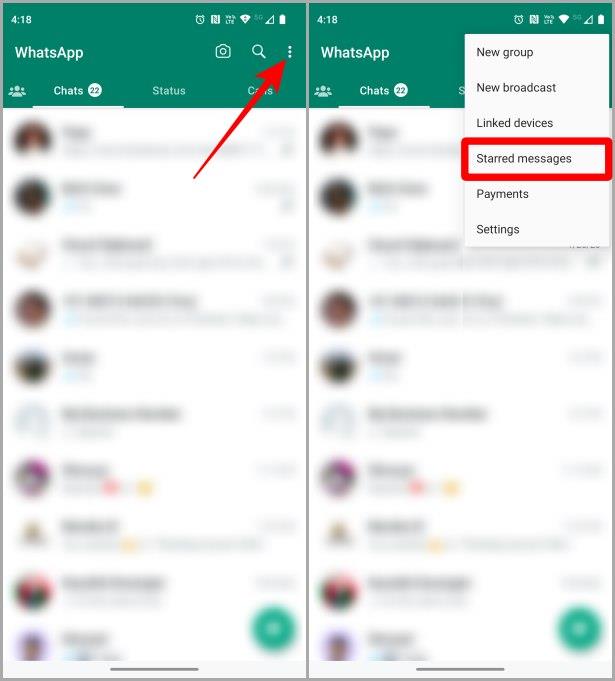 WhatsApp Web およびモバイル上のスター付きメッセージはどこにありますか