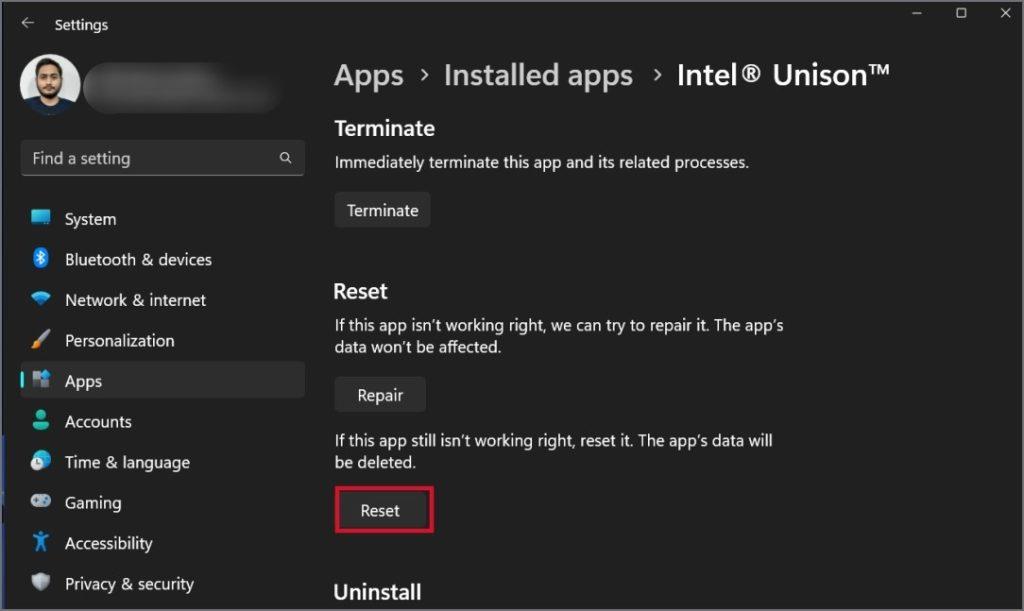 Windows 11 で携帯電話への接続時に Intel Unison がスタックする場合の 11 の修正