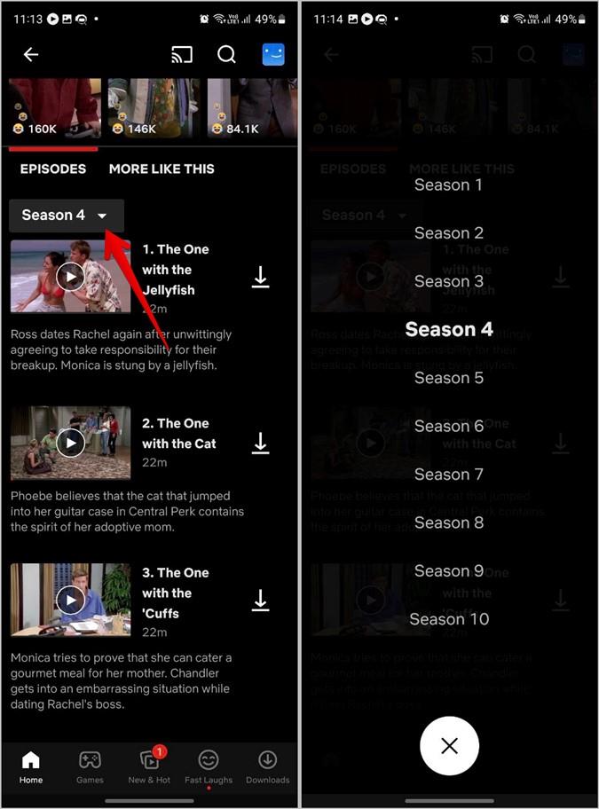 Netflix でシーズンやエピソードを変更する方法
