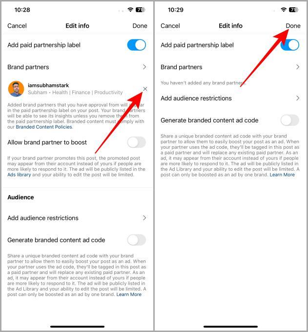 Instagramの投稿、リール、ストーリーに有料パートナーシップラベルを追加する方法