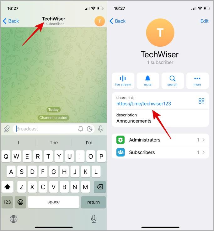 Telegram プロファイル、グループ、チャネル、メッセージ リンクをコピーする方法