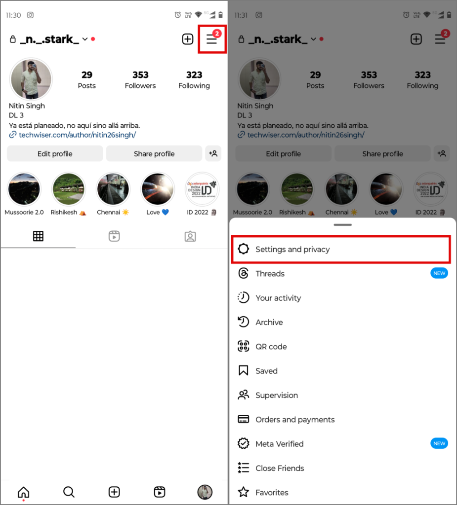 Instagramで言語を変更する方法