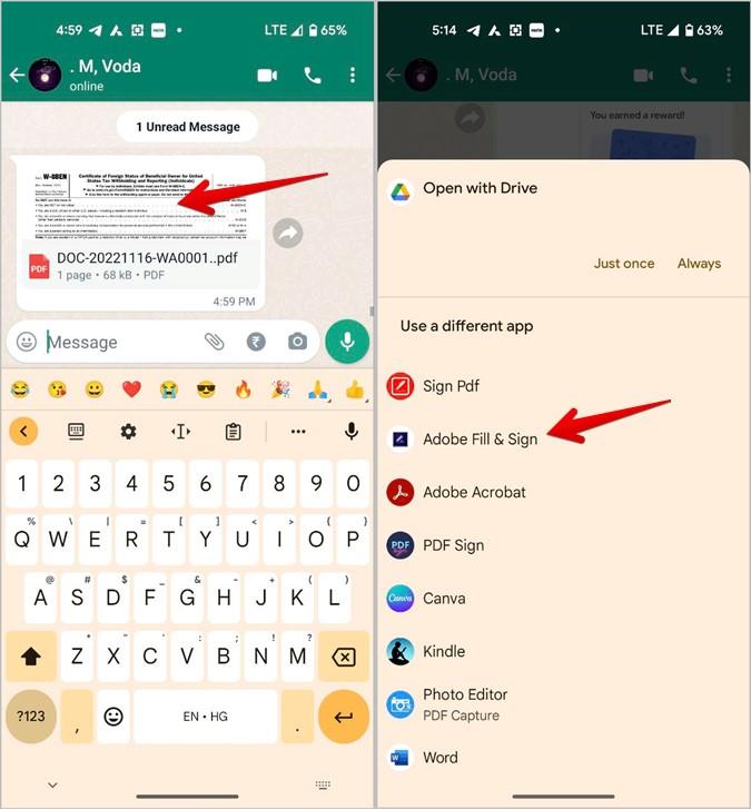 Android および iPhone の WhatsApp で書類に署名する方法