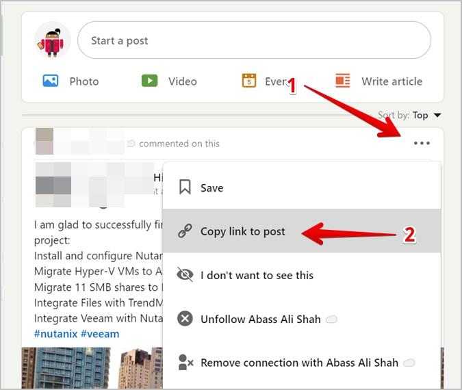 LinkedIn 投稿からテキストまたは URL をコピーする方法