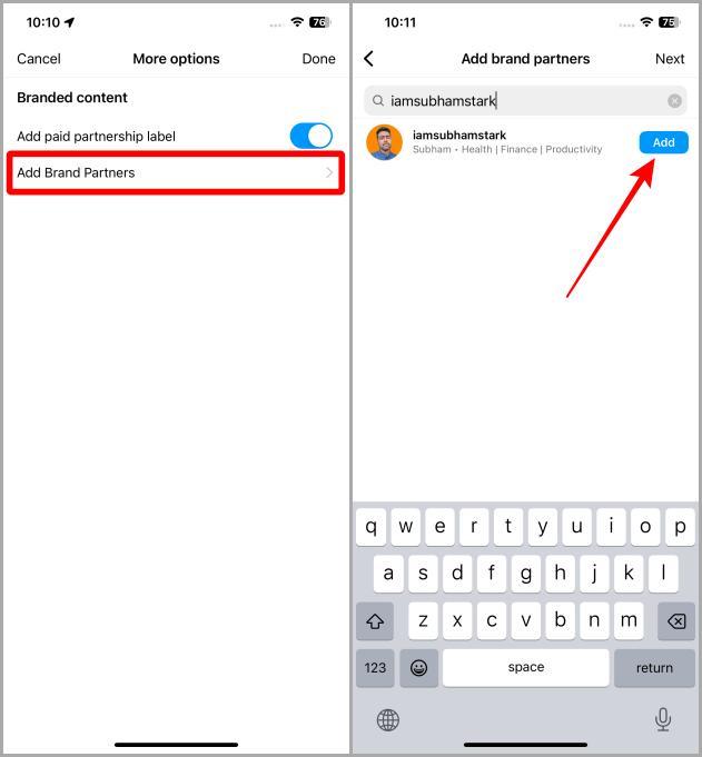 Instagramの投稿、リール、ストーリーに有料パートナーシップラベルを追加する方法