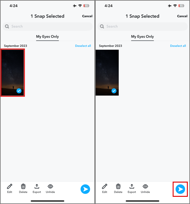 Snapchatで目だけを使う方法