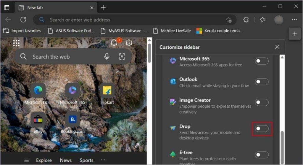 Edge ブラウザのドロップ機能を使用してファイルを共有する方法