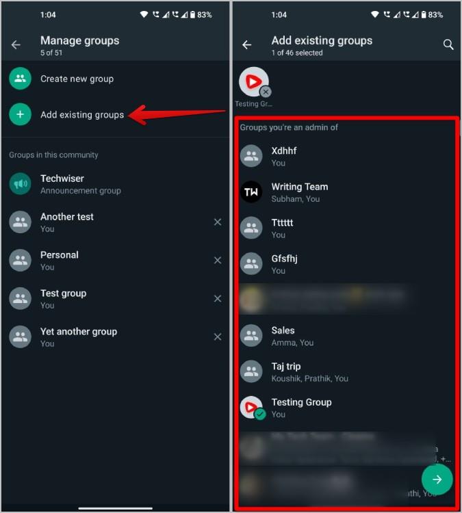 WhatsApp コミュニティにグループを追加または削除する方法