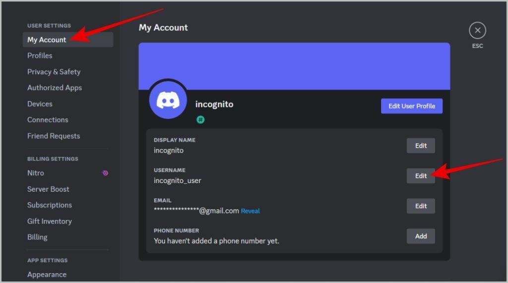 Discordでユーザー名と表示名を変更する方法