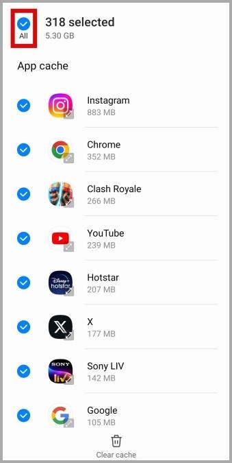 Samsung Galaxy Phone の個別またはすべてのアプリのキャッシュをクリアする方法