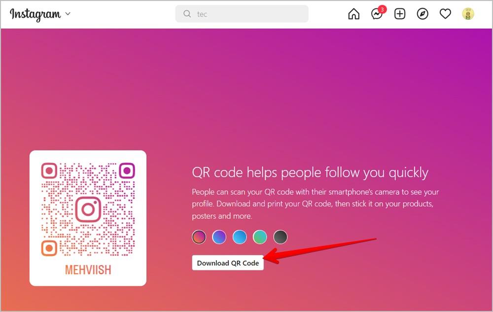 Instagramプロフィール、リール、投稿用のQRコードを作成する方法