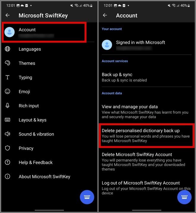 Androidキーボードから学習した単語を削除する方法