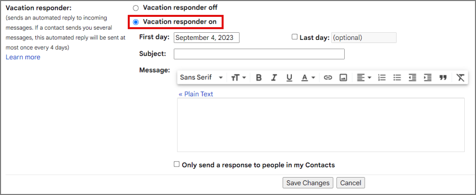 Gmail で不在通知を使用する方法