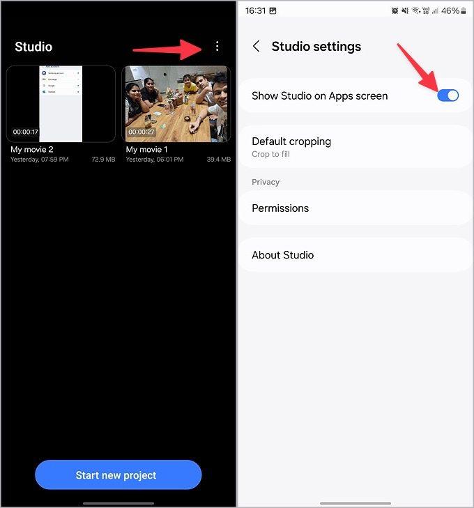 Samsung Galaxy スマートフォンの Studio を使用してビデオとショート ムービーを作成する方法