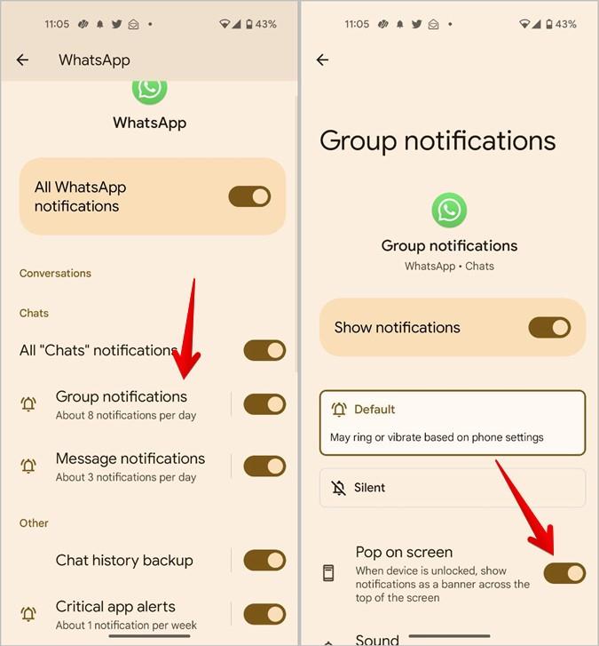 ロック画面とホーム画面で WhatsApp の通知を受け取る方法