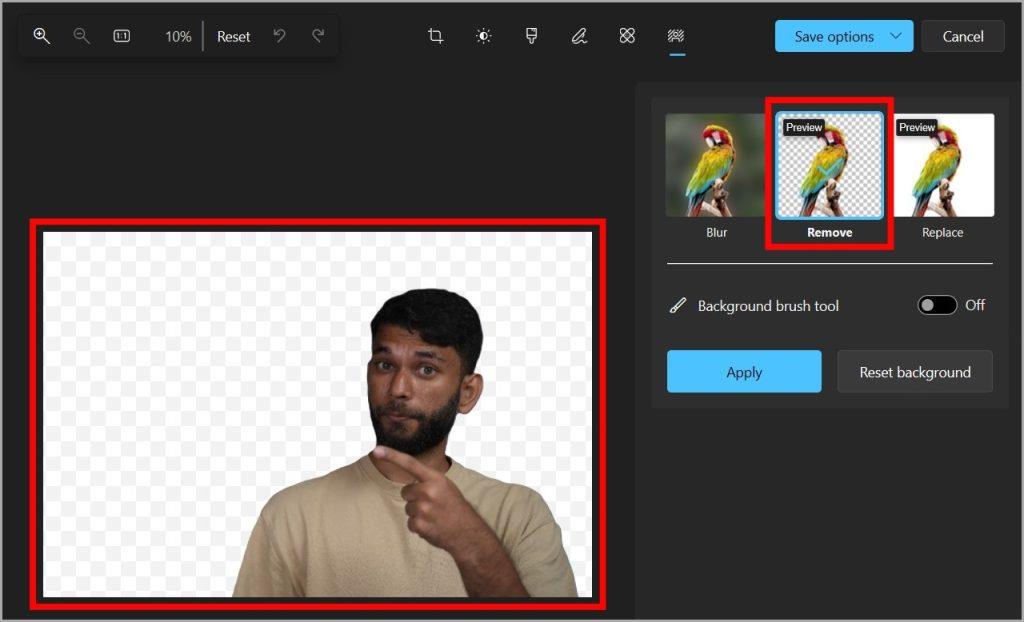 Windows フォト アプリで背景を透明にする方法