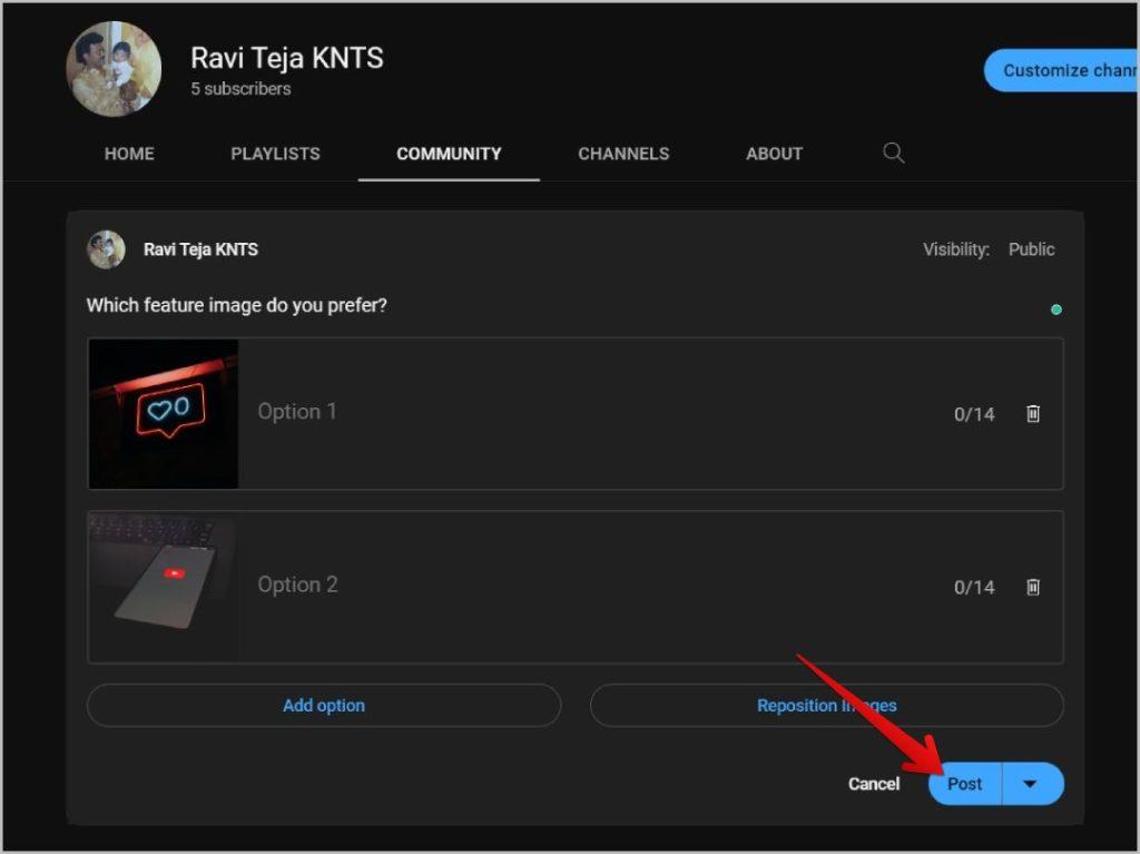 YouTube で画像を使用したコミュニティ投票を作成する方法