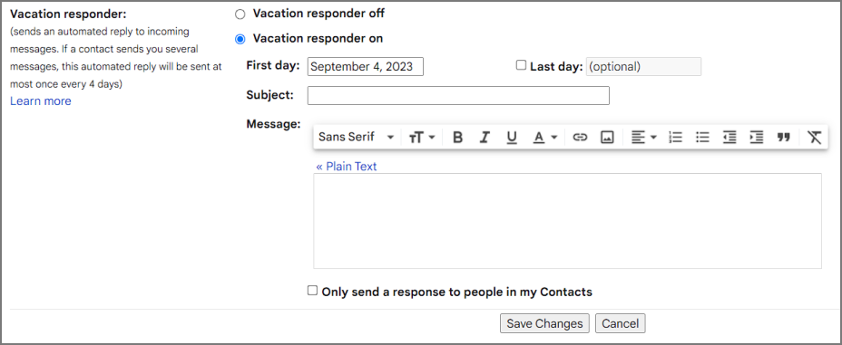 Gmail で不在通知を使用する方法
