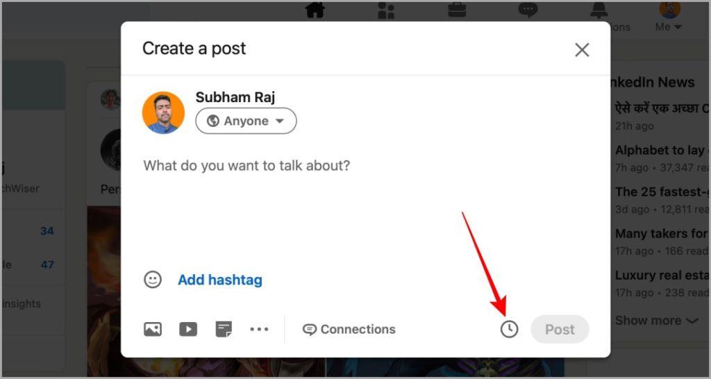 LinkedIn でネイティブに投稿をスケジュールする方法 (Web およびモバイル)