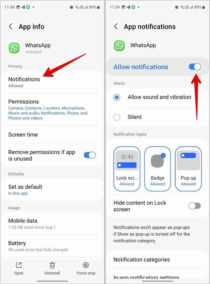 ロック画面とホーム画面で WhatsApp の通知を受け取る方法