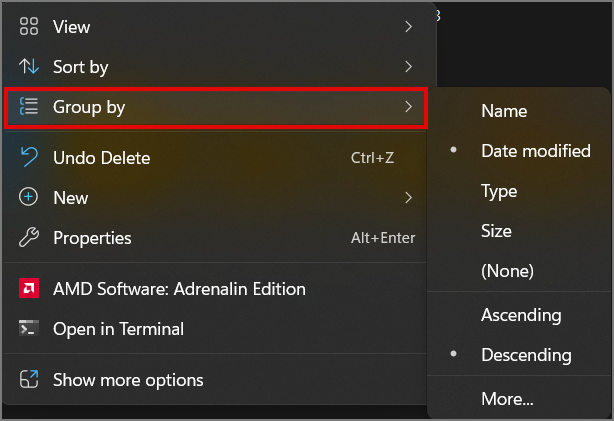 Windows のエクスプローラーでグループ化をオフにする方法