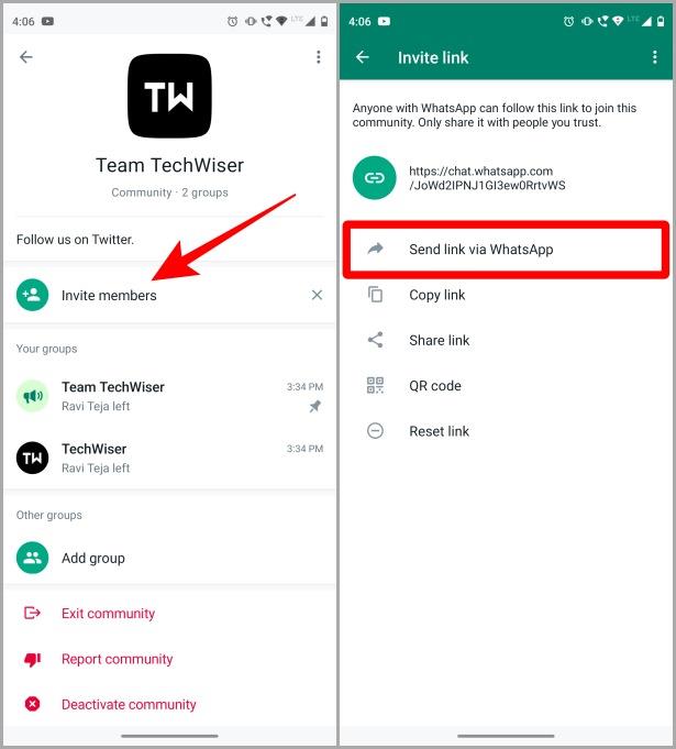 iOS および Android の Whatsapp コミュニティに誰かを招待する方法